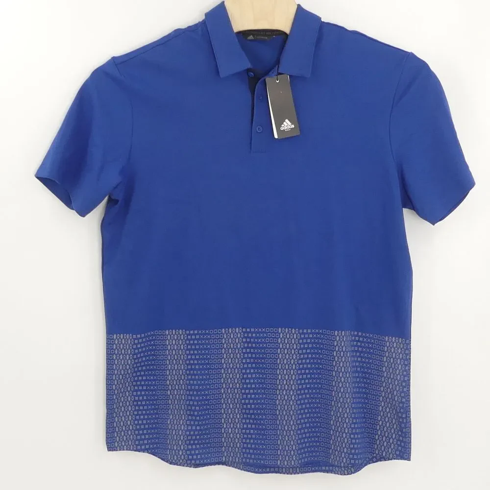 NWT Adidas Adicross‎ Novelty Print Golf Polo Shirt Royal Blue Men's Large L